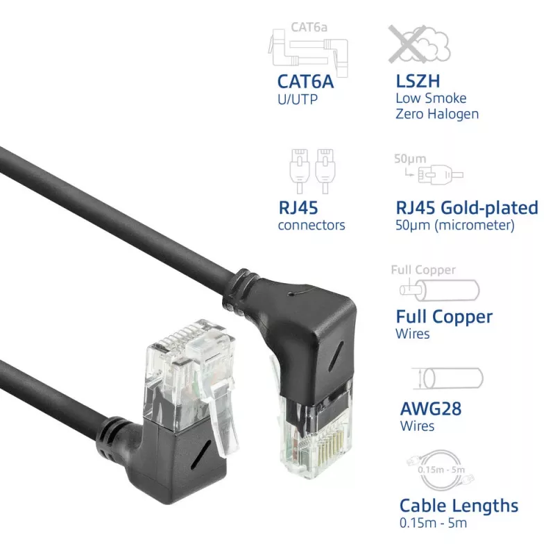 Cabo de rede ACT DD7900 Cat6a U/UTP 0,5 m RJ-45 preto