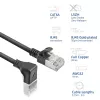 Cabo de rede ACT preto 0,5 m U/FTP CAT6A LSZH Slimline com fichas RJ45, 90° angular para baixo para reto
