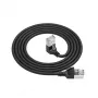 Cabo de rede ACT preto 2 m U/FTP CAT6A LSZH Slimline com fichas RJ45 90° angular para baixo para reto