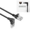Cabo de rede ACT preto 2 m U/FTP CAT6A LSZH Slimline com fichas RJ45 90° angular para baixo para reto