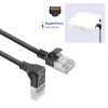 Cabo de rede ACT preto 2 m U/FTP CAT6A LSZH Slimline com fichas RJ45 90° angular para baixo para reto