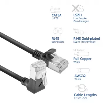 Cabo de rede ACT DA4900 Cat6a U/FTP (STP) com RJ-45 para RJ-45, 0,5 m, preto
