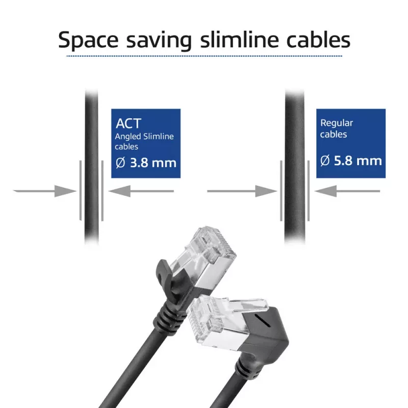 Cabo de rede ACT DA4903 Cat6a U/FTP (STP) preto 3 m com RJ-45 contactos banhados a ouro