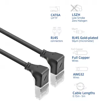Cabo de rede ACT DA5901 Cat6a U/FTP (STP) preto 1 m RJ-45 macho para RJ-45 macho