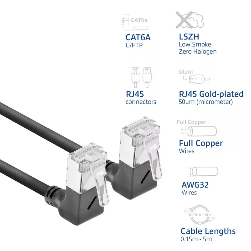 Cabo de rede ACT DA6901 Cat6a U/FTP (STP) 1 m RJ-45 macho para RJ-45 macho preto