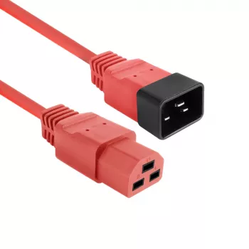 Cabo de alimentação ACT C20–C21 IEC60320 vermelho 1 m, 250 V 16 A