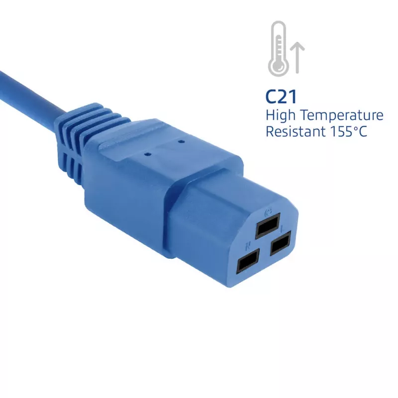 Cabo de alimentação ACT C20–C21 IEC60320 azul 2 m, 16 A, 250 V