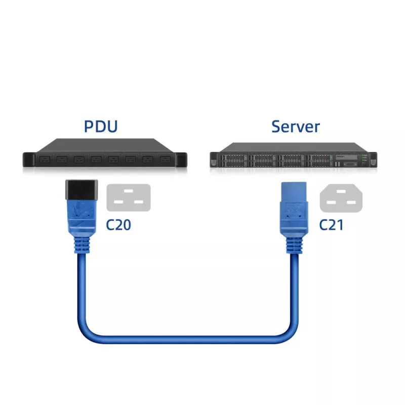Cabo de alimentação ACT C20–C21 IEC60320 azul 2 m, 16 A, 250 V