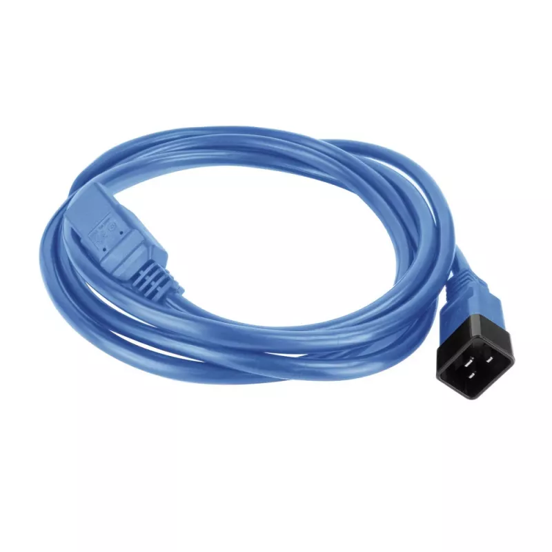 Cabo de alimentação ACT C20–C21 IEC60320 azul 3 m, 250 V 16 A