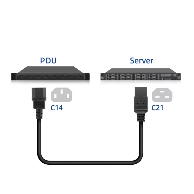 Cabo de alimentação ACT C14 para C21 IEC60320 preto 1 m, 250 V, 10 A