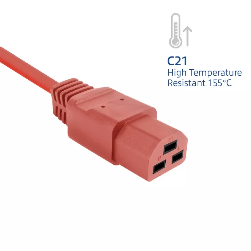 Cabo de alimentação ACT C14 para C21 IEC60320 vermelho 1 m, 250V 10A