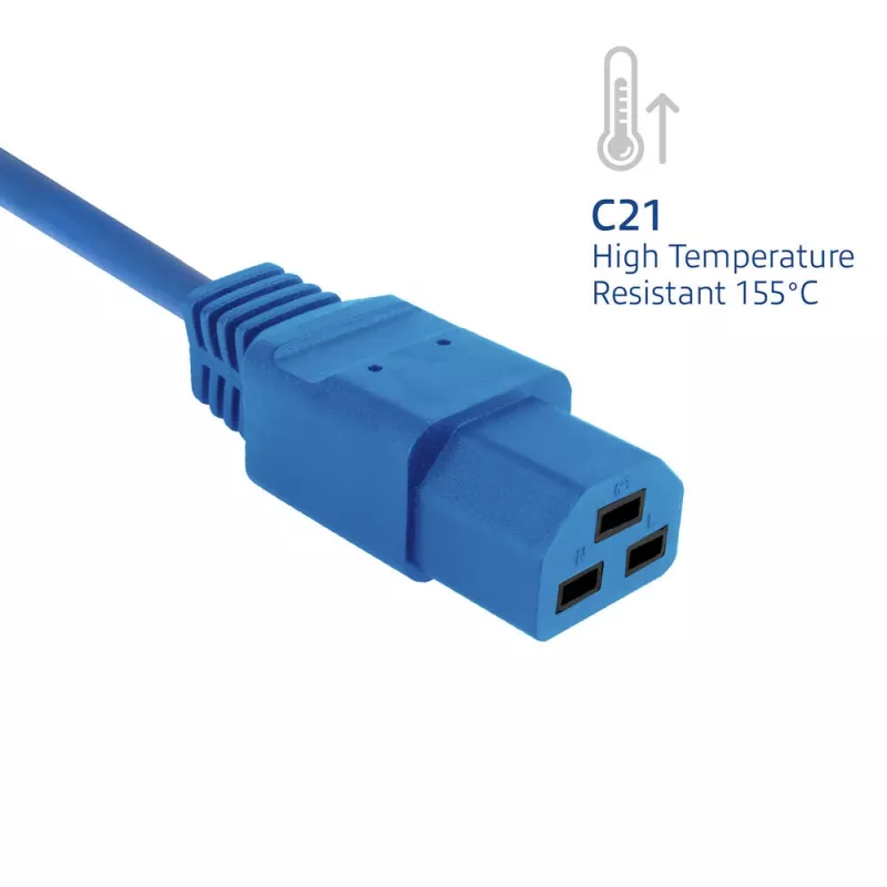 Cabo de alimentação ACT C14 para C21 IEC60320 azul 1 m, 250 V 10 A