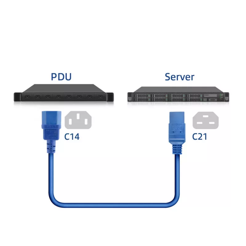 Cabo de alimentação ACT C14 para C21 IEC60320 azul 1 m, 250 V 10 A
