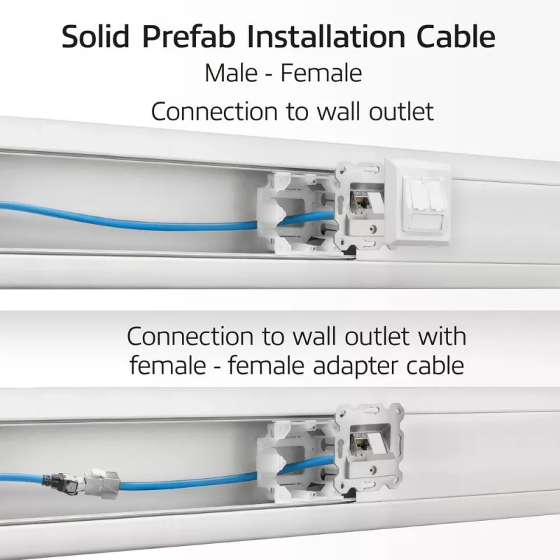 Cabo de instalação pré-montado rígido ACT azul 80 metros S/FTP CAT6A B2ca PoE++ 100W, ficha RJ45 macho – fêmea