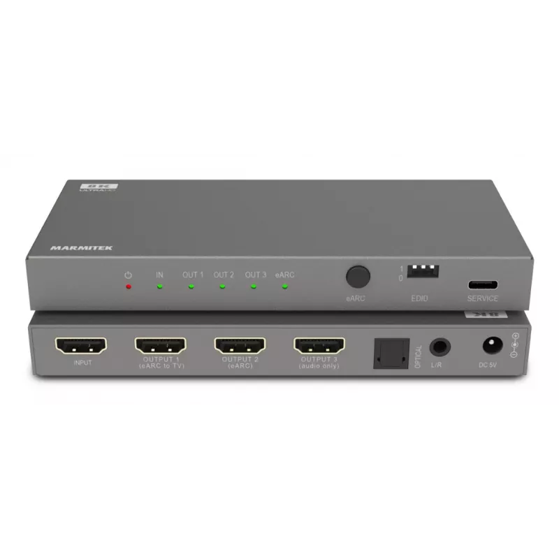 Conversor de sinal de vídeo Marmitek 25008496 — entrada HDMI para saída HDMI/TOSLINK/3,5 mm, até 7680×4320, áudio 7.1