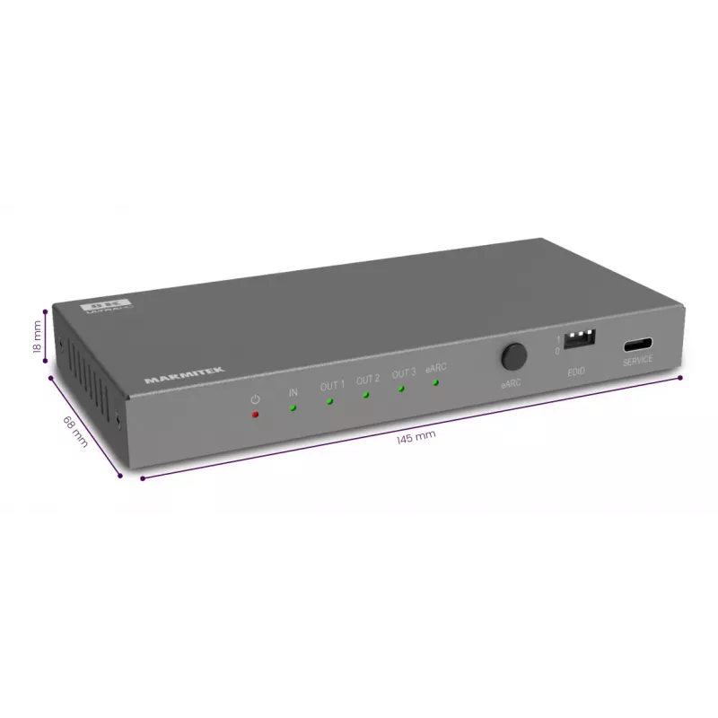 Conversor de sinal de vídeo Marmitek 25008496 — entrada HDMI para saída HDMI/TOSLINK/3,5 mm, até 7680×4320, áudio 7.1