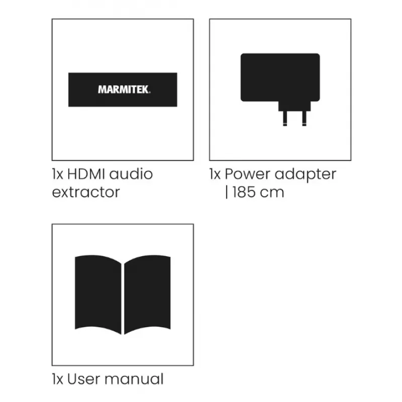Conversor de sinal de vídeo Marmitek 25008496 — entrada HDMI para saída HDMI/TOSLINK/3,5 mm, até 7680×4320, áudio 7.1