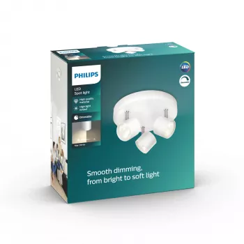 Luminária de teto/parede Philips Dimmable LED Star 3x 16,5 W, 2700 K, 1500 lm, IP20, branco