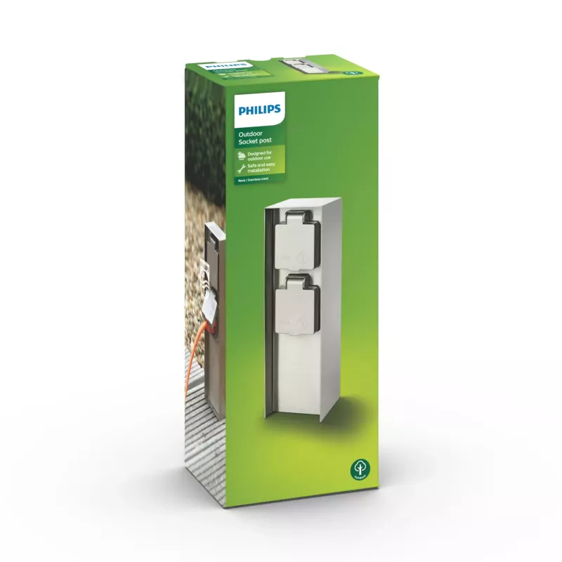Tomada exterior Philips myGarden 171084716 aço inoxidável IP44 50–60 Hz