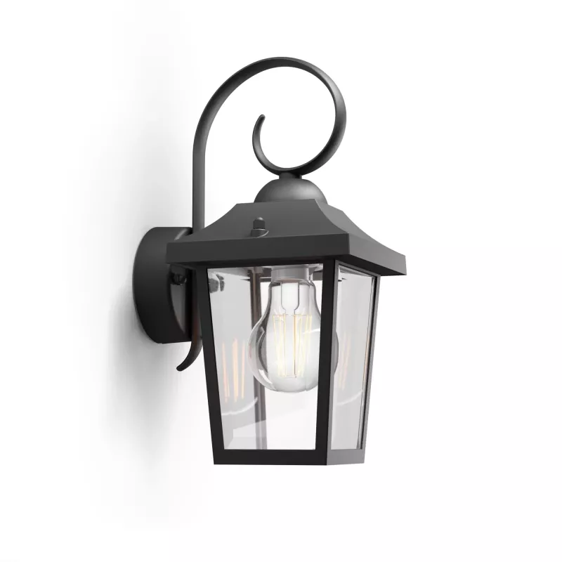 Aplique de parede exterior Philips myGarden Buzzard 60 W E27 preto alumínio (sem lâmpada)