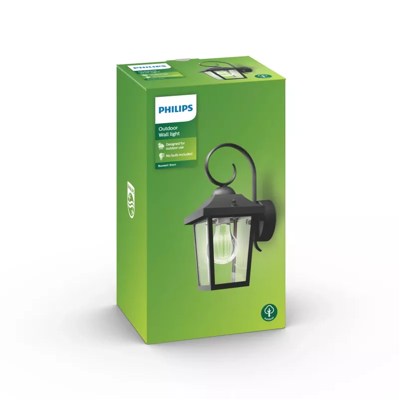 Aplique de parede exterior Philips myGarden Buzzard 60 W E27 preto alumínio (sem lâmpada)