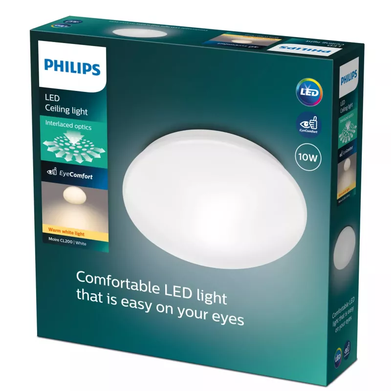 Luminária de teto Philips Functional Moire 10 W, LED, lâmpadas fixas, 2700 K, 1000 lm, IP20, branco