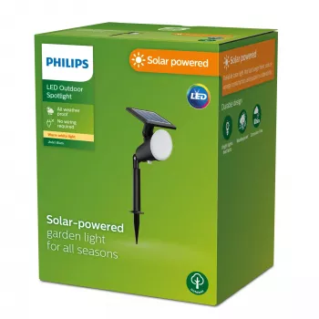 Focos de chão/estaca Philips Jivix 1,4 W, luminária exterior de chão/postes, preto, plástico, IP44, terraço, jardim, III