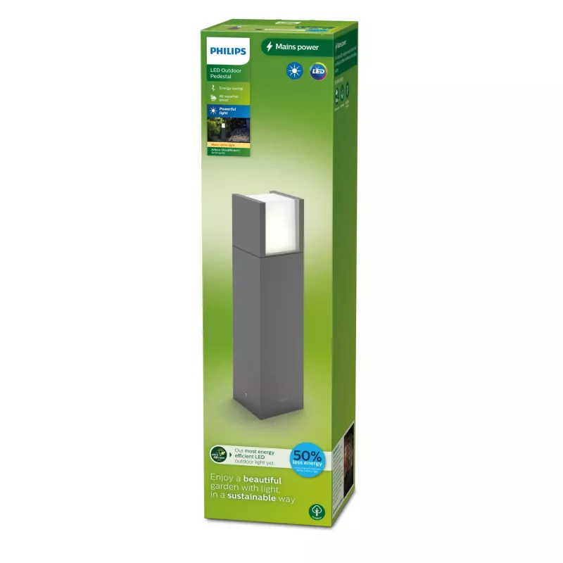 Luminária de base/orientação para exterior Philips Arbour 3,8 W LED antracite, 220–240 V, caixa em metal