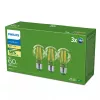Lâmpada LED Philips Classic equivalente a 60 W, E27 transparente branco quente, pack de 3, classe energética A