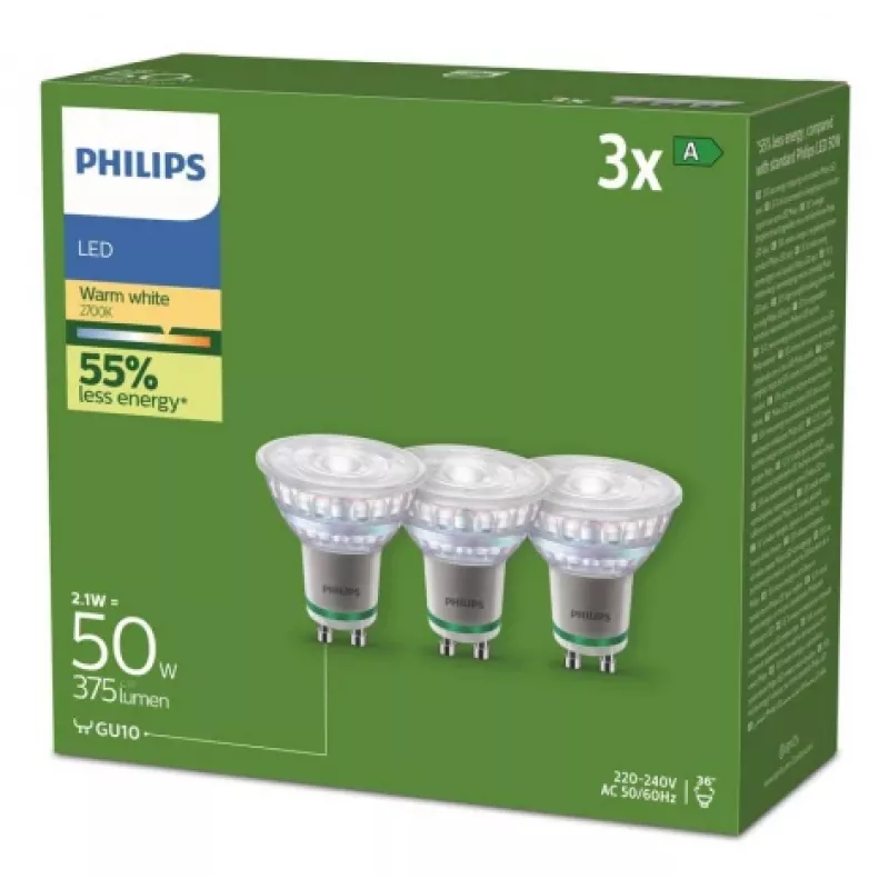 Lâmpada LED Philips 929003634693 branco quente 2700 K 2,1 W GU10 A