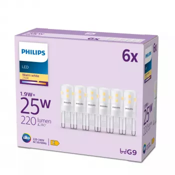 Lâmpada Philips Capsule 25 W G9 G9 x6, 1,9 W, 25 W, G9, 220 lm, 15000 h, branco quente