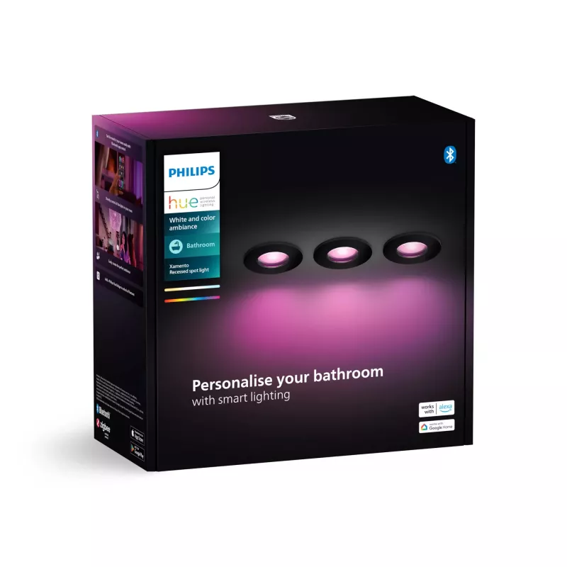 Philips Hue White and Colour Ambience pack de três Xamento foco embutido