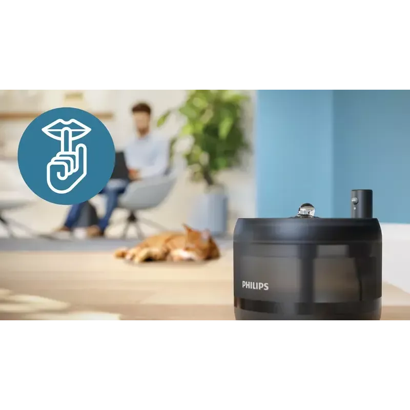 Fonte de água automática para animais Philips série 3000 PAW3210/02, 2,2 L, USB/AC, preto, plástico