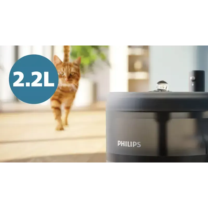 Fonte de água automática para animais Philips série 3000 PAW3210/02, 2,2 L, USB/AC, preto, plástico