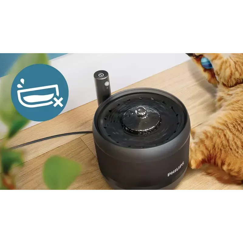 Fonte de água automática para animais Philips série 3000 PAW3210/02, 2,2 L, USB/AC, preto, plástico