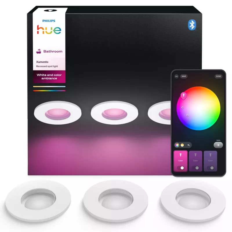 Philips Hue White and Colour Ambience pack de três Xamento foco embutido