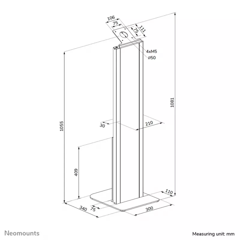 Suporte de chão para tablet Neomounts FL15-628BL1 — universal, com fecho, carga máx. 3 kg, preto