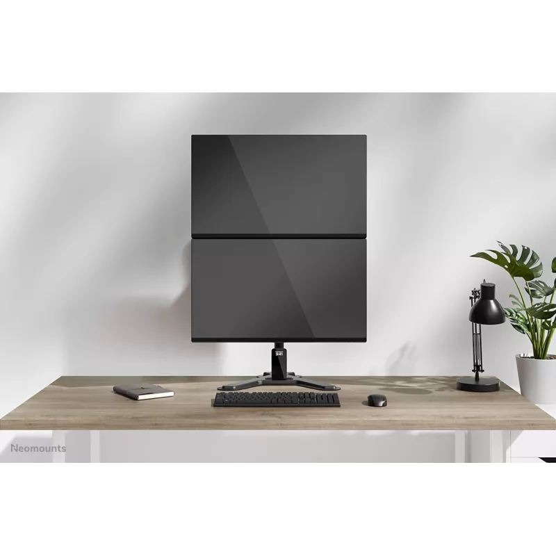 Suporte para dois monitores Neomounts DS45-600BL2V para 2 ecrãs de 10–32 polegadas, VESA 75x75–100x100, carga máx. 9 kg, autónomo, preto