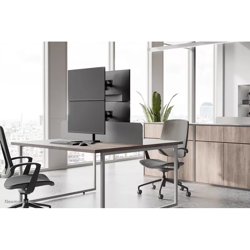 Suporte para dois monitores Neomounts DS45-600BL2V para 2 ecrãs de 10–32 polegadas, VESA 75x75–100x100, carga máx. 9 kg, autónomo, preto