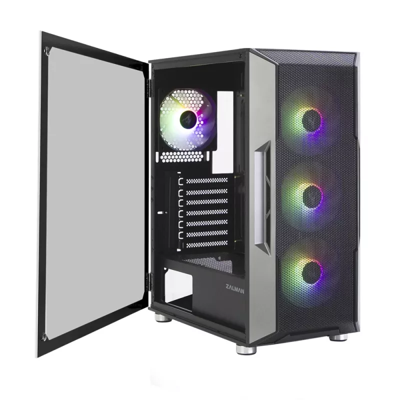 Zalman I3 Neo ATX Mid Tower caixa de PC com frente em malha para refrigeração eficiente 3 ventoinhas pré-instaladas Midi Tower preto