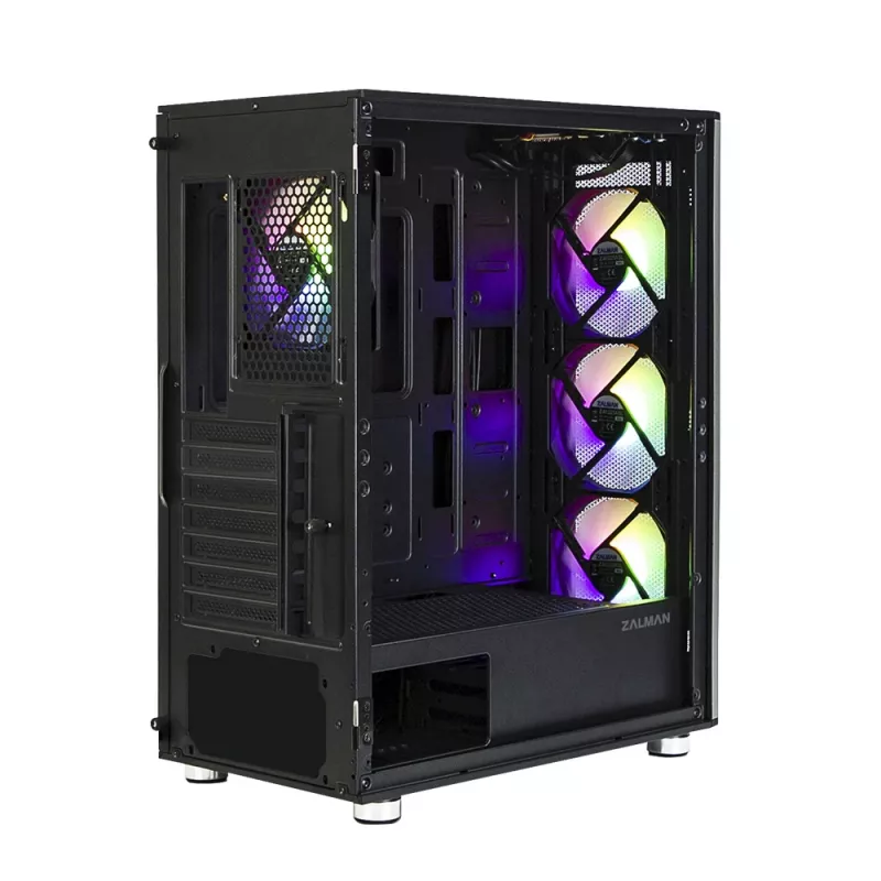 Zalman I3 Neo ATX Mid Tower caixa de PC com frente em malha para refrigeração eficiente 3 ventoinhas pré-instaladas Midi Tower preto
