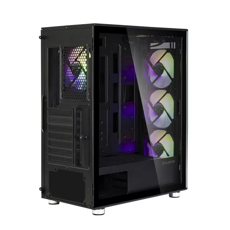 Zalman I3 Neo ATX Mid Tower caixa de PC com frente em malha para refrigeração eficiente 3 ventoinhas pré-instaladas Midi Tower preto