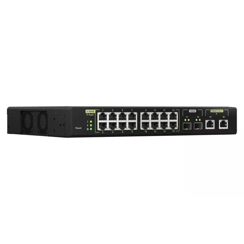 QNAP QSW-M2116P-2T2S Switch de rede gerido L2 2.5G Ethernet Power over Ethernet (PoE) preto