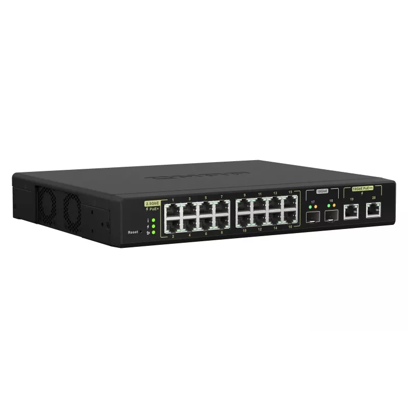 QNAP QSW-M2116P-2T2S Switch de rede gerido L2 2.5G Ethernet Power over Ethernet (PoE) preto