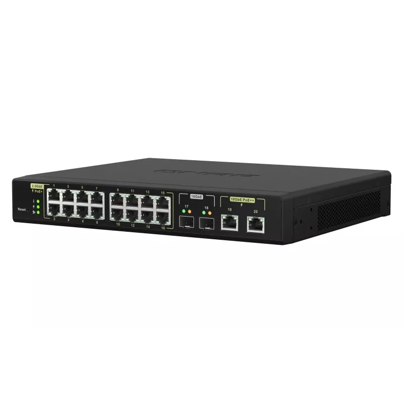QNAP QSW-M2116P-2T2S Switch de rede gerido L2 2.5G Ethernet Power over Ethernet (PoE) preto