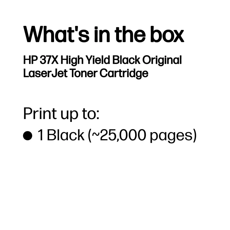 HP 37X tinteiro original LaserJet de alto rendimento preto, 25000 páginas, preto, 1 unid.