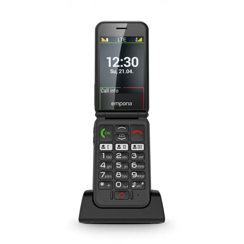 Emporia SIMPLICITYglam.4G 7,11 cm (2,8 polegadas) 106 g preto telemóvel para seniores