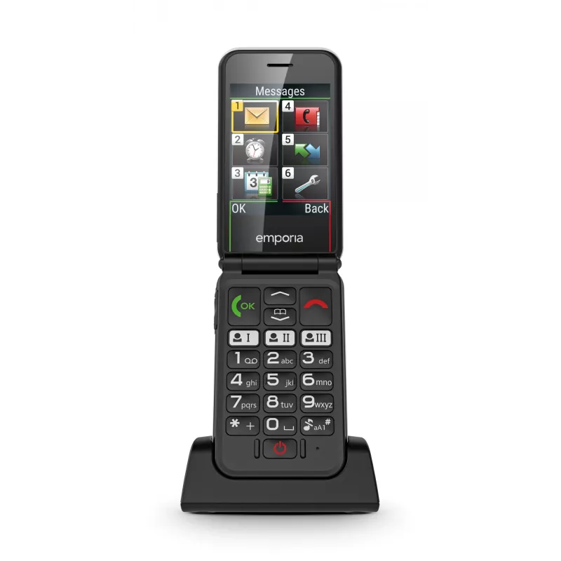 Emporia SIMPLICITYglam.4G 7,11 cm (2,8 polegadas) 106 g preto telemóvel para seniores