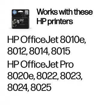 HP 912 tinteiro original preto, preto, 1 unid., 250 páginas
