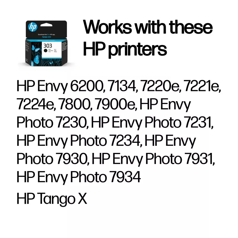 HP 303 tinteiro original preto, preto, 1 unid., 200 páginas